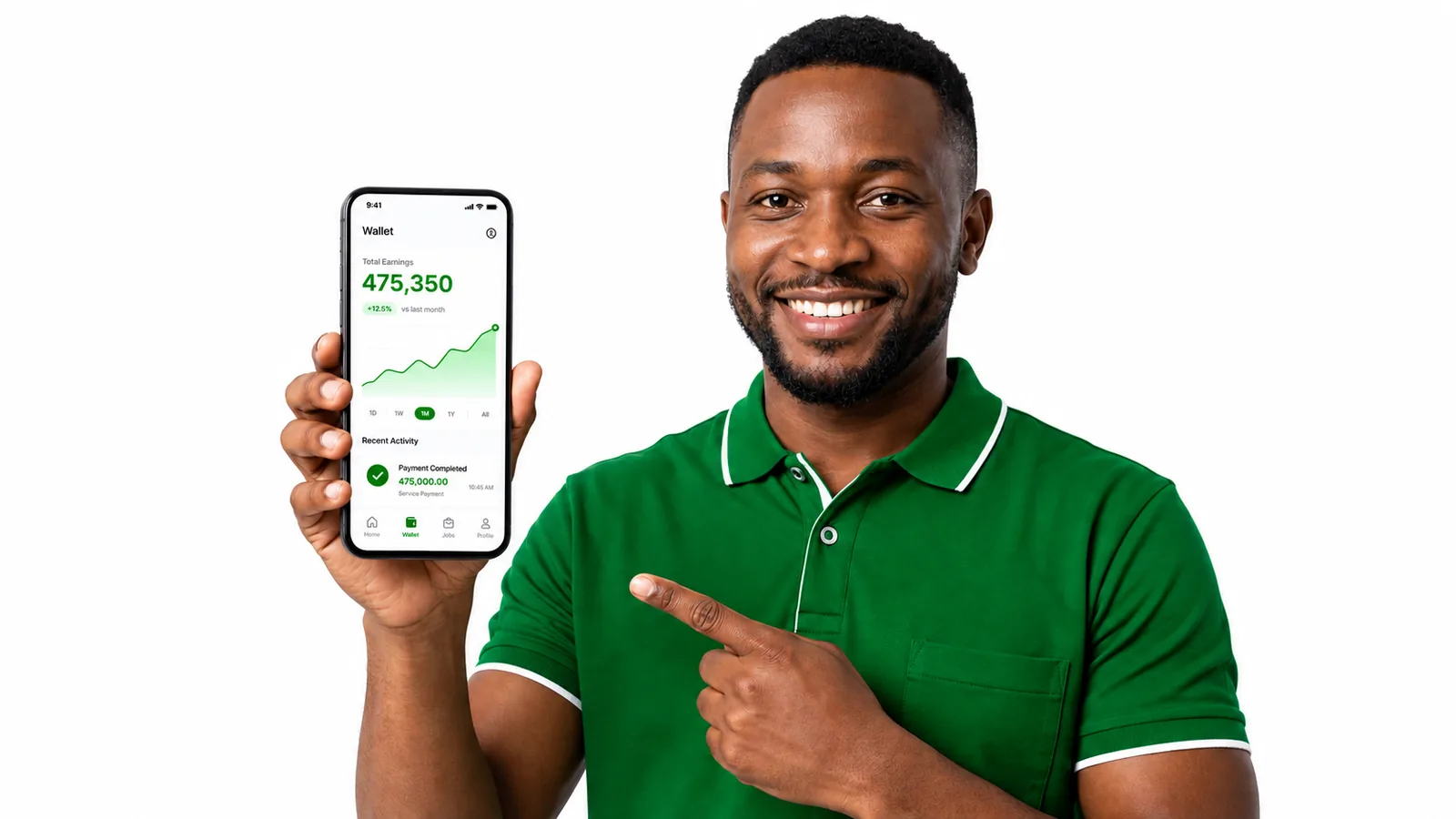 A Huduma pro checking his earnings on the app
