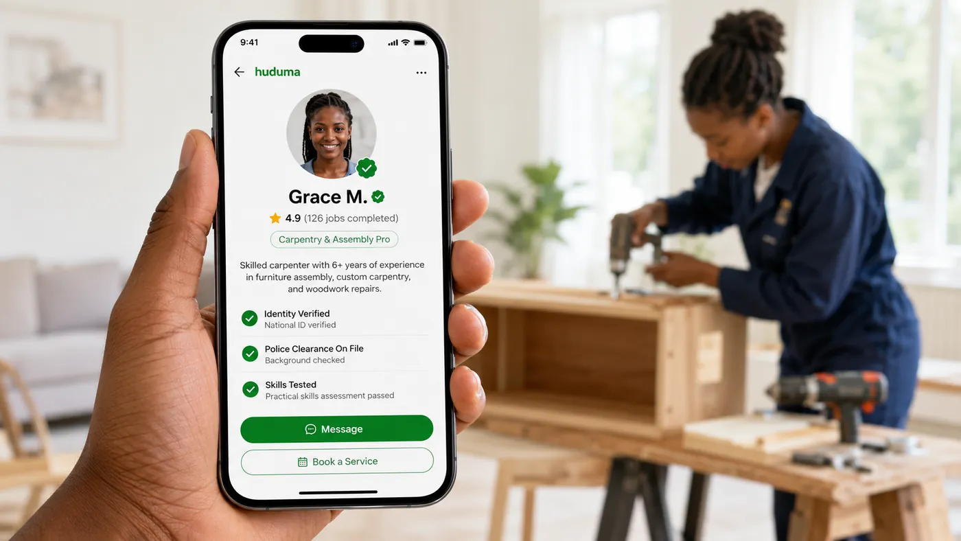 A Huduma pro completing identity verification on the app
